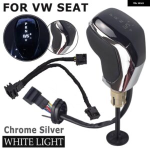 赤/白 LED ライト AT 同期電子ディスプレイギア シフトノブ レバーハンドボール VW パサート B7 B8 ゴルフ 6/7 ティグアン MK2 - WHITE-Chrome