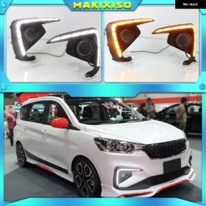 スズキ 2個 LED デイタイム ランニングライト デイライト ERTIGA 2018 2019 DRL フォグランプ カバー ヘッドランプ 黄色 - WHITE