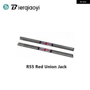 ステンレスドアドアシルストリップウェルカムフットボードドアペダル ステッカー 装飾 カバー ミニクーパー R55 クラブマン R56 - R55 Red Jack