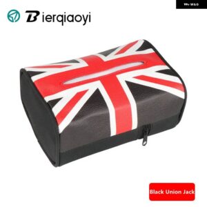 車吊り下げヘッドレストシートバックティッシュバッグミニクーパー F54 F55 F56 F57 F60 インテリア ティッシュナプキン ボックス R55 R56 R58 R60 R61 - Black Union Jack