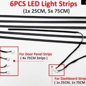 4個 LED シンフォニーカー オーディオ ホーン スピーカー 64色 インテリア 周囲ムードアプリ 制御 ドア 装飾 ライト 210 モード - 6PCS Light Strip