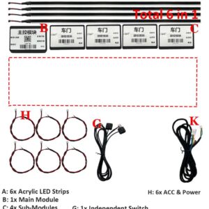 4個 LED シンフォニーカー オーディオ ホーン スピーカー 64色 インテリア 周囲ムードアプリ 制御 ドア 装飾 ライト 210 モード - 6 in 1 App Symphony