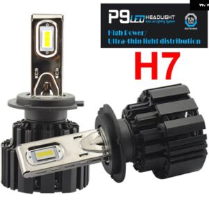1セット H7 100ワット 13600LM P9 LED ヘッドライト 2.5MM 超薄型 ブラインド フリップチップなしパワーホワイト 6000 K オールインワン運転車ランプ 電球