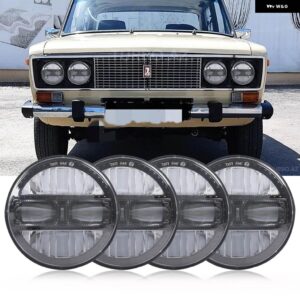 シボレー 5.75インチLED ヘッドライト VAZ 2106 2013 コルベット ピータービルト359 2035カーライトDRL ハーレー ダ - 4pcs black