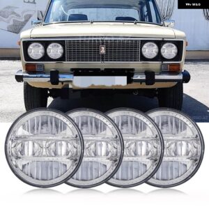 シボレー 5.75インチLED ヘッドライト VAZ 2106 2013 コルベット ピータービルト359 2035カーライトDRL ハーレー ダ - 4pcs chrome