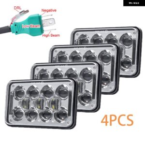 シボレー 4X6インチ LED ヘッドライト DRL 付き H4651 H4652 H4656 H4666 H6545 PETERBIL KENWO - 03 chrome