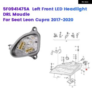 フロント LED ヘッドライト DRL モジュール セアトレオンキュプラ 2017-2020 デイタイム ランニング光源 ユニット - Silver-Left