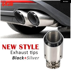 アップグレード デザインエキゾーストチップステンレス メッキブラック マフラーテールチップ - In51-Out89mm