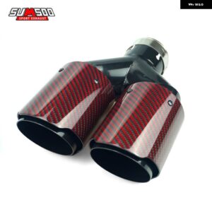 1ピース レッドカーボンとダブル アウトレット テールチップ自動車マフラーエキゾースト パイプ チップに使用 - Inlet 60mm