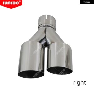 1個 ダブルエキゾーストチップステンレス ストレートエッジポリッシュマフラーテール パイプ - right inlet63mm
