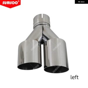 1個 ダブルエキゾーストチップステンレス ストレートエッジポリッシュマフラーテール パイプ - left inlet60mm