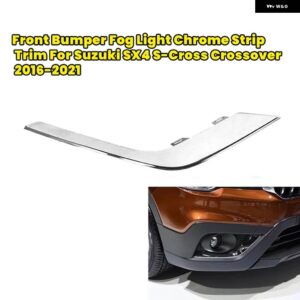 スズキ フロントバンパー フォグライト ランプ グリル クローム トリム ストリップ SX4 S-クロスクロスオーバー 2016-2021 - Silver Plated Right