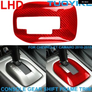 シボレー LHD RHD リアルソフトカーボンフロント インテリア インナードア パネル カバー トリム アンチスクラッチ装飾 カマロ 2010- - Gear Shift Trim Red