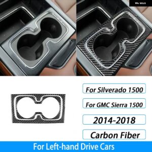 シボレー シルバラード GMC シエラ 2014-2018 カーボンウォーターカップ ホルダー パネル カバー トリム カー インテリア アクセサ - Black Carbon Fiber