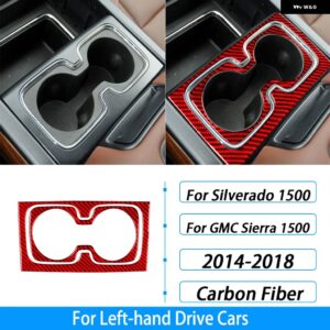 シボレー シルバラード GMC シエラ 2014-2018 カーボンウォーターカップ ホルダー パネル カバー トリム カー インテリア アクセサ - red carbon fiber