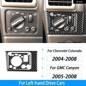 シボレー コロラド GMC キャニオン 2004-2008 カーボン ヘッドライト スイッチ パネル カバー トリム カー インテリア アクセサリ - Black Carbon Fiber