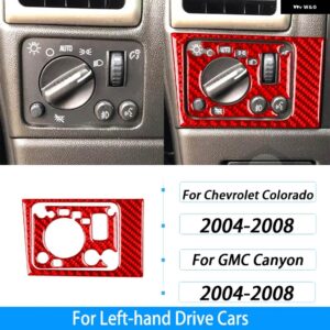 シボレー コロラド GMC キャニオン 2004-2008 カーボン ヘッドライト スイッチ パネル カバー トリム カー インテリア アクセサリ - red carbon fiber