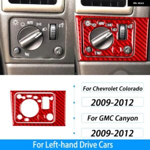 シボレー コロラド GMC キャニオン 2009-2012 カーボン ヘッドライト スイッチ パネル カバー トリム カー インテリア アクセサリ - red carbon fiber