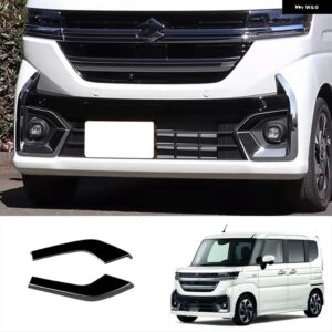 スズキ スペーシア カスタム MK54S MK94S 2024 ABS ブラック フロント フォグランプ サークル フレーム フォグランプ アイブ - ABS Black B