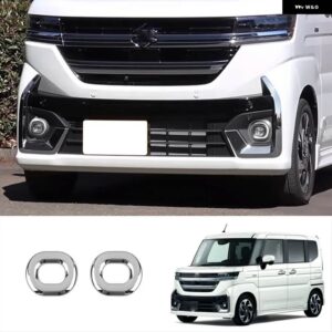 スズキ スペーシア カスタム MK54S MK94S 2024 ABS ブラック フロント フォグランプ サークル フレーム フォグランプ アイブ - ABS silver A