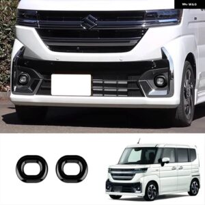 スズキ スペーシア カスタム MK54S MK94S 2024 ABS ブラック フロント フォグランプ サークル フレーム フォグランプ アイブ - ABS Black A