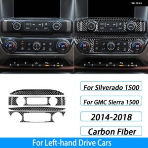 シボレー シルバラード GMC シエラ 2014-2018 カーボンセンター コンソール AC ラジオ パネル カバー トリム カーアクセサリー - Black Carbon Fiber