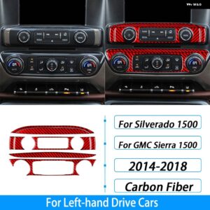 シボレー シルバラード GMC シエラ 2014-2018 カーボンセンター コンソール AC ラジオ パネル カバー トリム カーアクセサリー - red carbon fiber