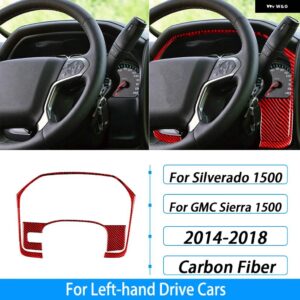 シボレー シルバラード GMC シエラ 2014-2018 カーボン ダッシュボード スピード メーター サラウンド パネル カバー カーアクセサ - red carbon fiber