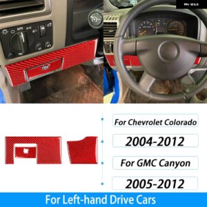 シボレー コロラド GMC キャニオン 2004-2012 カーボンドライバー ダッシュボード パネル トリム セットカー インテリア アクセサリ - red carbon fiber