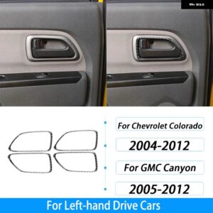 シボレー コロラド GMC キャニオン 2004-2012 カーボンインナー ドアハンドル フレーム カバー トリム カー インテリア アクセサリ - Black Carbon Fiber