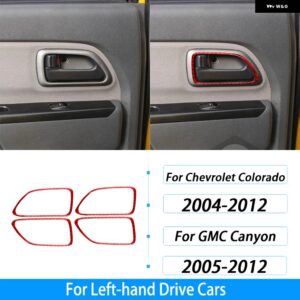 シボレー コロラド GMC キャニオン 2004-2012 カーボンインナー ドアハンドル フレーム カバー トリム カー インテリア アクセサリ - red carbon fiber