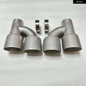 カーアクセサリー マフラー ステンレス テールスロート サイレンサー H型ダブル アウトレット 大口径テールノズル - left 51mm-89mm