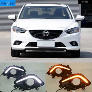 ウィンカー調光式リレー 12V LED 車用 DRL デイタイム ランニングライト フォグランプ穴 付き マツダ 6 アテンザ 2014-2016 - White and Yellow