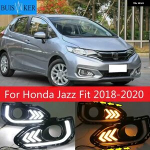 ホンダ ジャズ 2018-2020 防水 車用 DRL 運転用 LED デイタイム ランニングライト フォグランプ カバー 2個 - White and Yellow