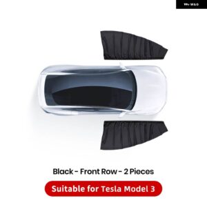 テスラ モデル3 Y ハイランド 氷結晶 サイドウィンドウ プライバシー トリム サンシェード フロント リア フロントガラス ブラインド カバー サンシェード - M3 Black front row