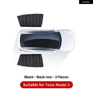 テスラ モデル3 Y ハイランド 氷結晶 サイドウィンドウ プライバシー トリム サンシェード フロント リア フロントガラス ブラインド カバー サンシェード - M3 Black back row