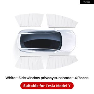 テスラ モデル3 Y ハイランド 氷結晶 サイドウィンドウ プライバシー トリム サンシェード フロント リア フロントガラス ブラインド カバー サンシェード - MY White 4pcs
