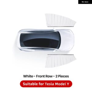 テスラ モデル3 Y ハイランド 氷結晶 サイドウィンドウ プライバシー トリム サンシェード フロント リア フロントガラス ブラインド カバー サンシェード - MY White front row