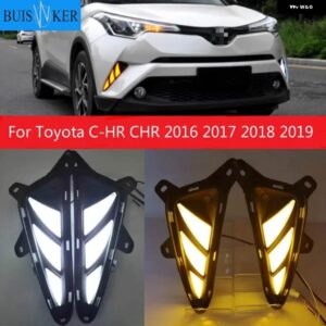 1セット LED DRL トヨタ C-HR CHR 2016-19 デイタイム ランニングライト リアテール バンパー フォグランプ ブレーキライト ハザード灯 - WHITE