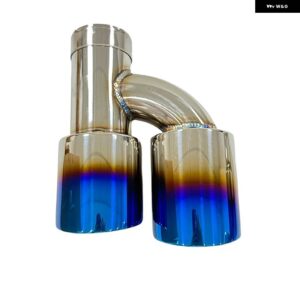 カーパーツマフラー ステンレス 電気メッキブルー改良H型4 アウトレット テール パイプ マフラー大口径テールノズル - left 51mm-89mm