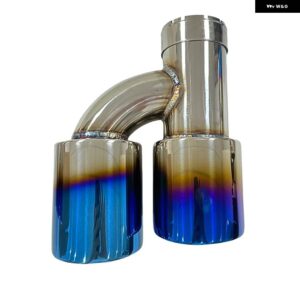 カーパーツマフラー ステンレス 電気メッキブルー改良H型4 アウトレット テール パイプ マフラー大口径テールノズル - right 60mm-101mm