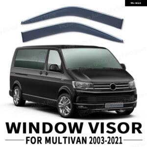 ウィンドウ バイザー フォルクスワーゲン マルチバン T5 T6 2003-2022 アクセサリー バイザー レインガード シェルター バックミラー レインアイブロウ - silver black