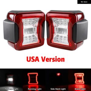 車用LED テールライト ジープ ラングラー JL 2018-2024 リアブレーキランプ ウィンカー リバースライト DRL 2個 - Clear USA Version