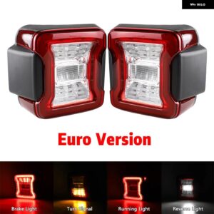 車用LED テールライト ジープ ラングラー JL 2018-2024 リアブレーキランプ ウィンカー リバースライト DRL 2個 - Clear Euro Version