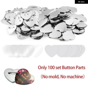 ボタン メーカーマシン ハート型 モールド 100個セット ボタン パーツピン バッジプレスメーカー スライドレールマシン DIY 作成 57*53MM - Only 100 parts