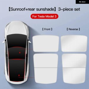 テスラ モデル3 Y 2021-2024 アップグレード アイスクロスバックルサンシェード ガラスルーフサンシェード フロントリア サンルーフ スカイライト - Model3 white 3pcs