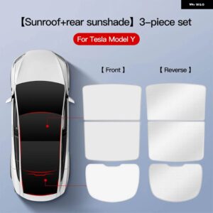 テスラ モデル3 Y 2021-2024 アップグレード アイスクロスバックルサンシェード ガラスルーフサンシェード フロントリア サンルーフ スカイライト - ModelY white 3pcs