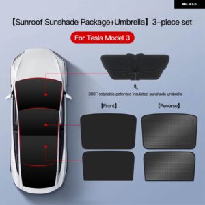 テスラ モデル3 Y 2021-2024 アップグレード アイスクロスバックルサンシェード ガラスルーフサンシェード フロントリア サンルーフ スカイライト - Model3 balck 3pcs