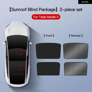テスラ モデル3 Y 2021-2024 アップグレード アイスクロスバックルサンシェード ガラスルーフサンシェード フロントリア サンルーフ スカイライト - Model3 balck 2pcs