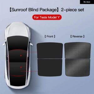 テスラ モデル3 Y 2021-2024 アップグレード アイスクロスバックルサンシェード ガラスルーフサンシェード フロントリア サンルーフ スカイライト - ModelY balck 2pcs